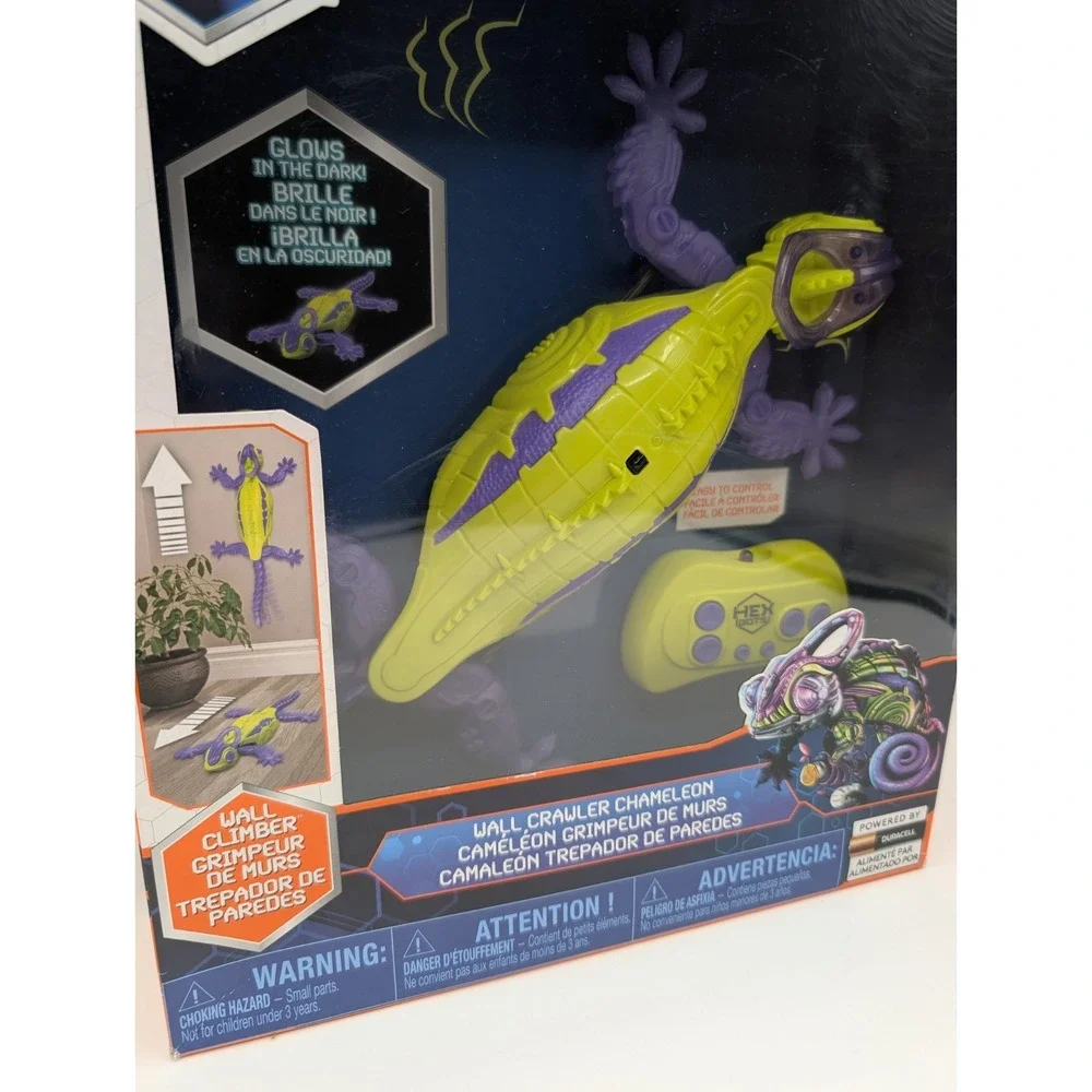 Hex Bots Remote Control Wall Crawler/Climber Glows In The Dark Chameleon NIB